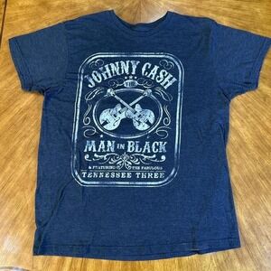 Johnny Cash Man in Black Band T-Shirt Black Men's XL